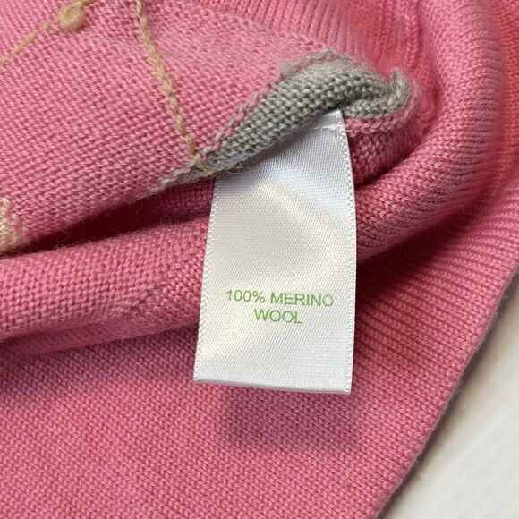 Lilly Pulitzer Merino Wool Pink Argyle Cardigan Sweater Women's Size Small - Picture 6 of 12
